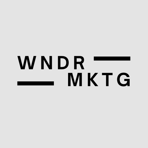 WNDR MKTG in black font on light gray background. SEO and content services for female founders who want to get found